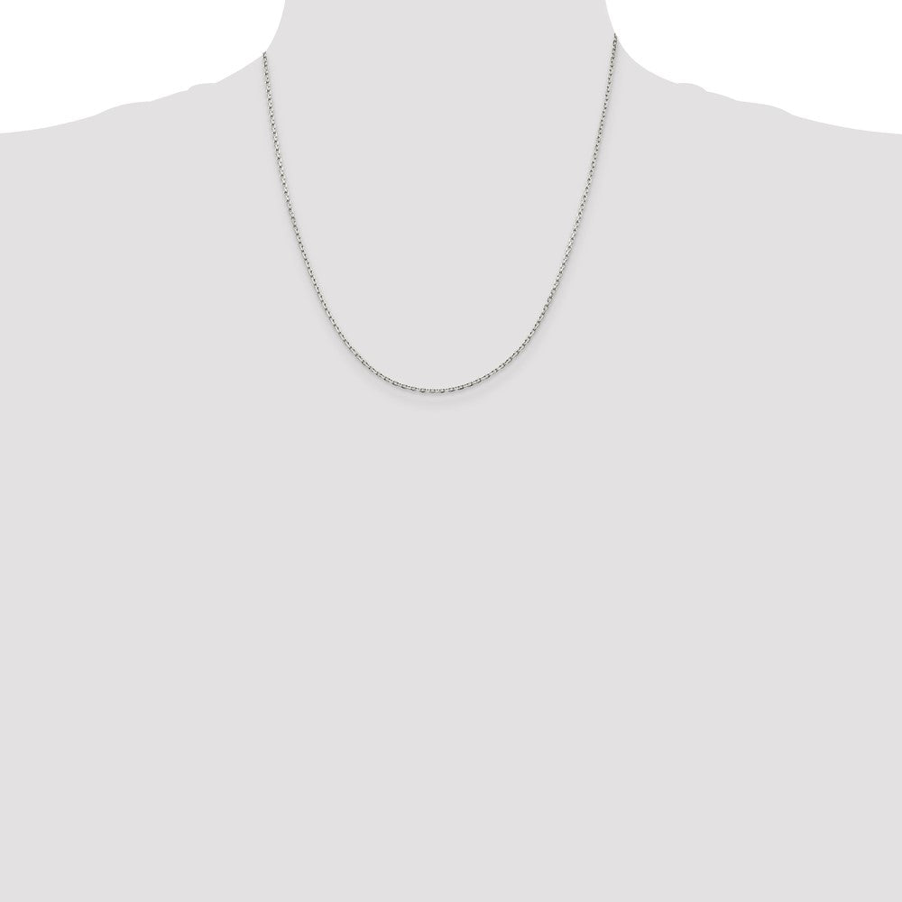 Sterling Silver 1.5mm Beveled Oval Cable Chain 20 Inches