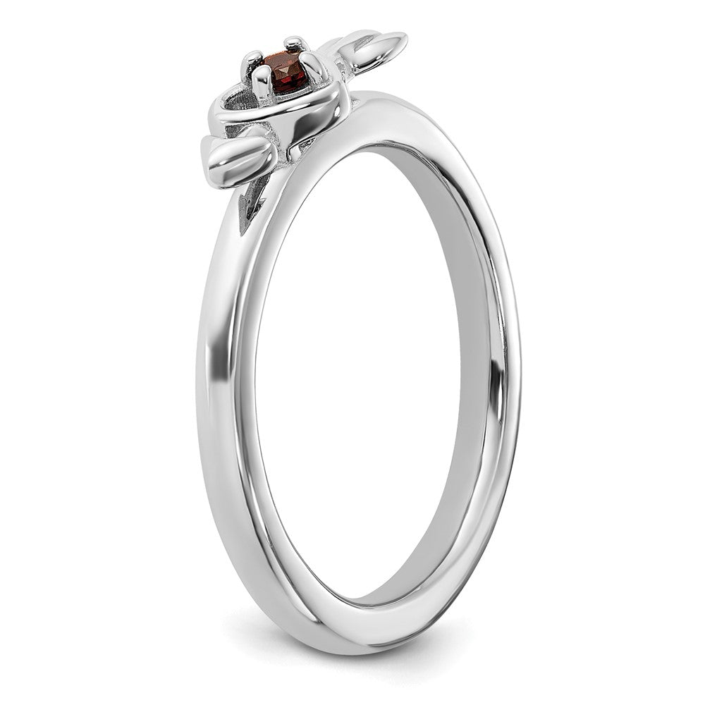 Sterling Silver Stackable Expressions Rhodium-plated Garnet Heart with Arrow Ring Size -9