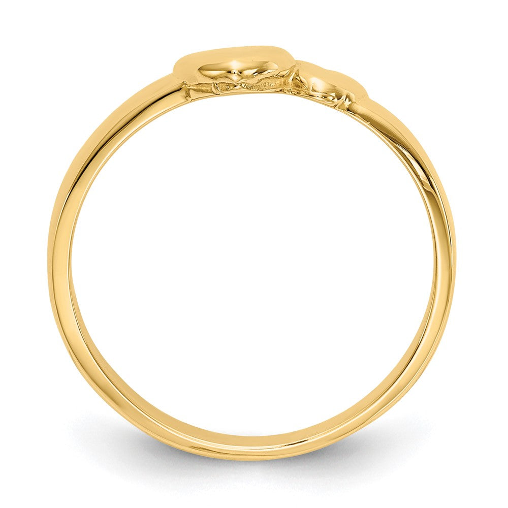 14k Gold Polished Adjoining Hearts Ring Size 6.25