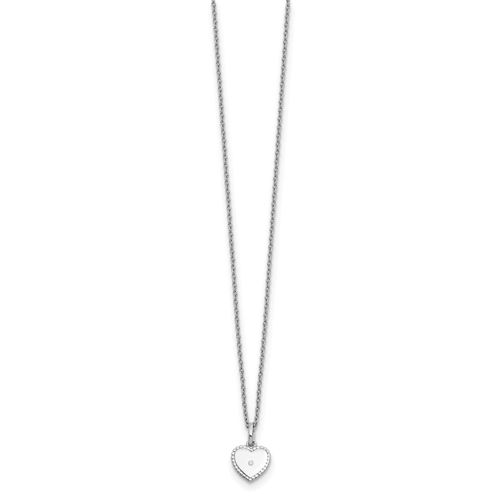 White Ice Sterling Silver Rhodium-plated 18 Inch Diamond Heart Necklace with 2 Inch Extender 18 Inches