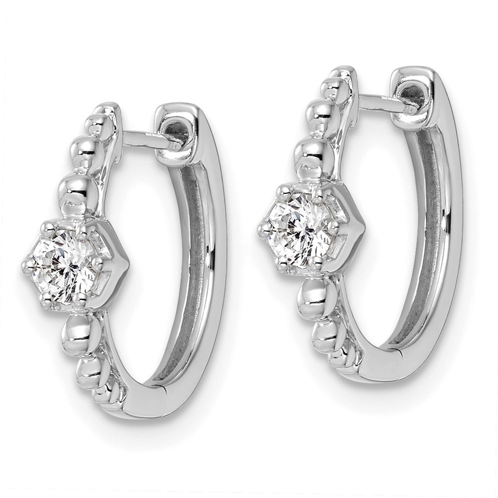 True Origin 14k White Gold 5/8 carat Lab Grown Diamond VS DEF Hinged Hoop Earrings