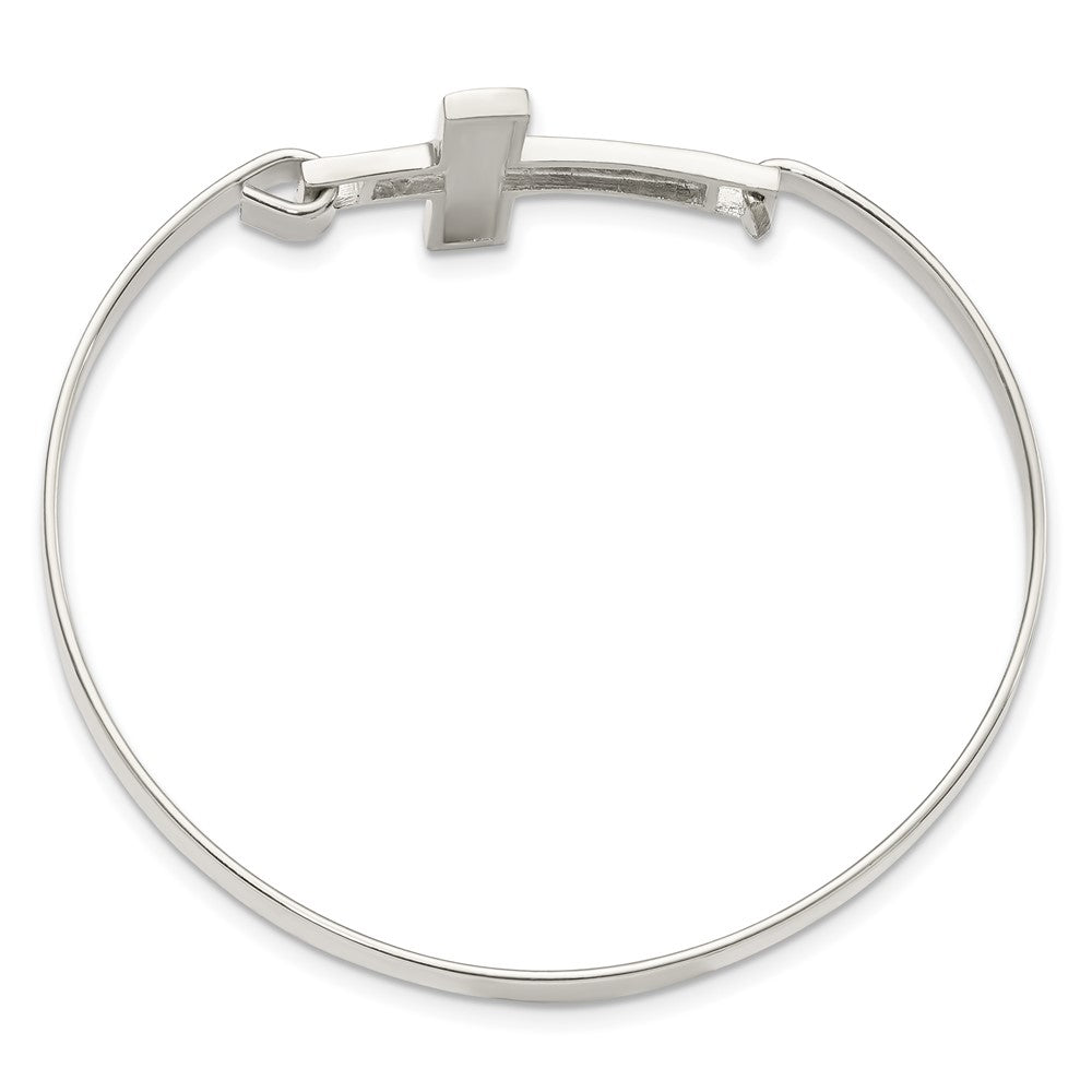 Sterling Silver Polished Cross Bangle 7 inches