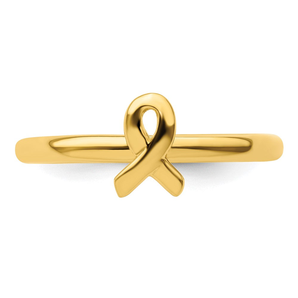 Sterling Silver Stackable Expressions Gold-plated Awareness Ribbon Ring Size -6