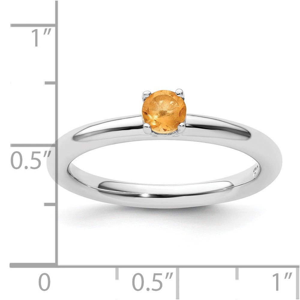 Sterling Silver Stackable Expressions Rhodium Citrine Ring
