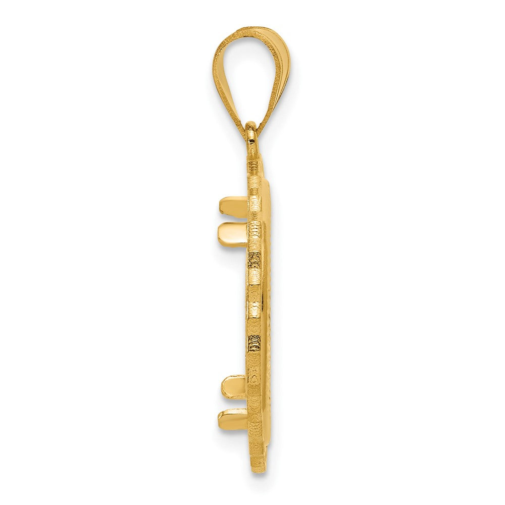 14k Diamond Cut Poly Edge with 16.5mm Prong Coin Bezel Pendant