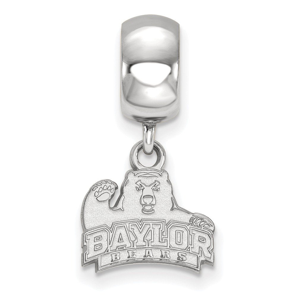 Sterling Silver Rhodium-plated LogoArt Baylor University Bears Extra Small Dangle Bead Charm