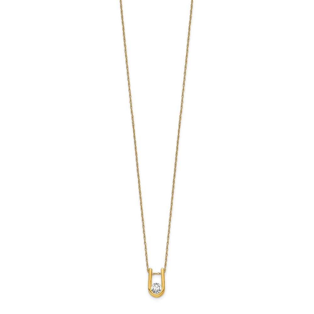 14k 1/3 carat Lab Grown Diamond VS/SI+ G+ 18 inch U-Shape Pendant Necklace