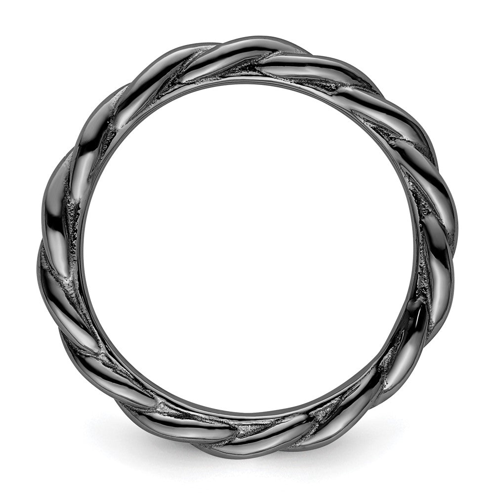 Sterling Silver Stackable Expressions Black-plated Twist Ring Size -9