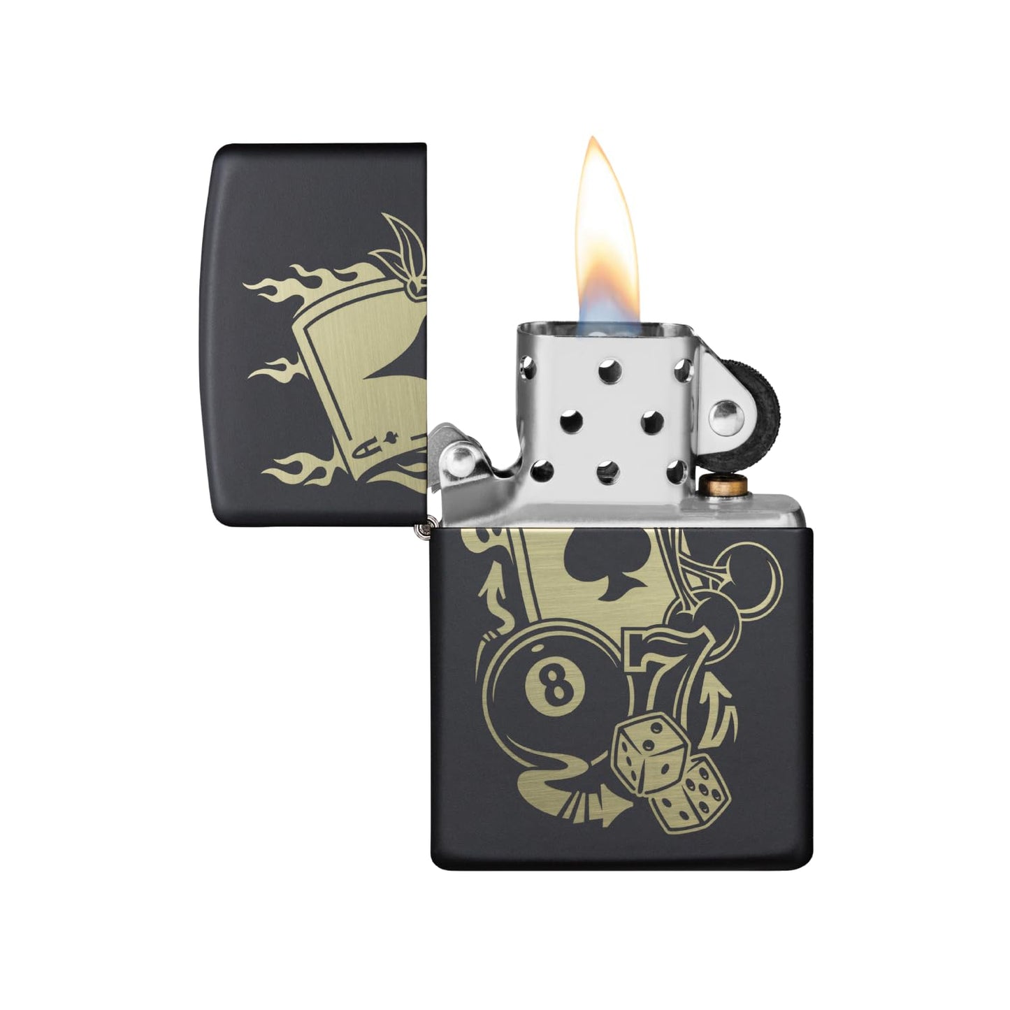Zippo 49257 Gambling Design Black Matte Windproof Pocket Lighter