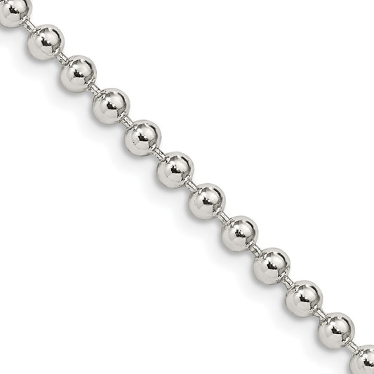 Sterling Silver 3mm Beaded Chain 20 Inches