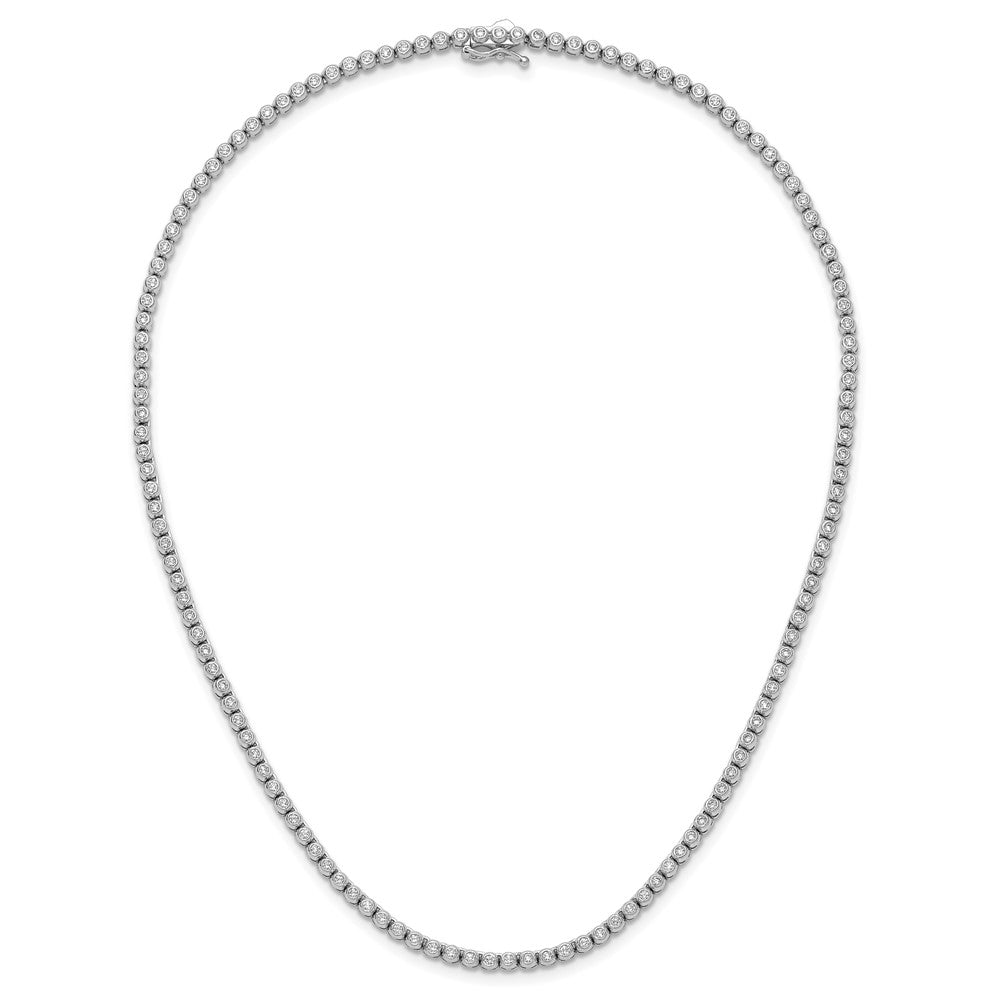 Sterling Shimmer Sterling Silver Rhodium-plated Bezel Set 1.7mm CZ 135 Stone 17 inch Necklace 17 Inches
