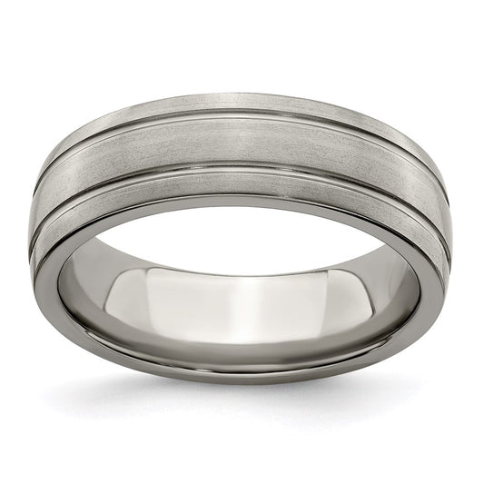Edward Mirell Titanium Brushed/Polished Grooved 7mm Band Size 12