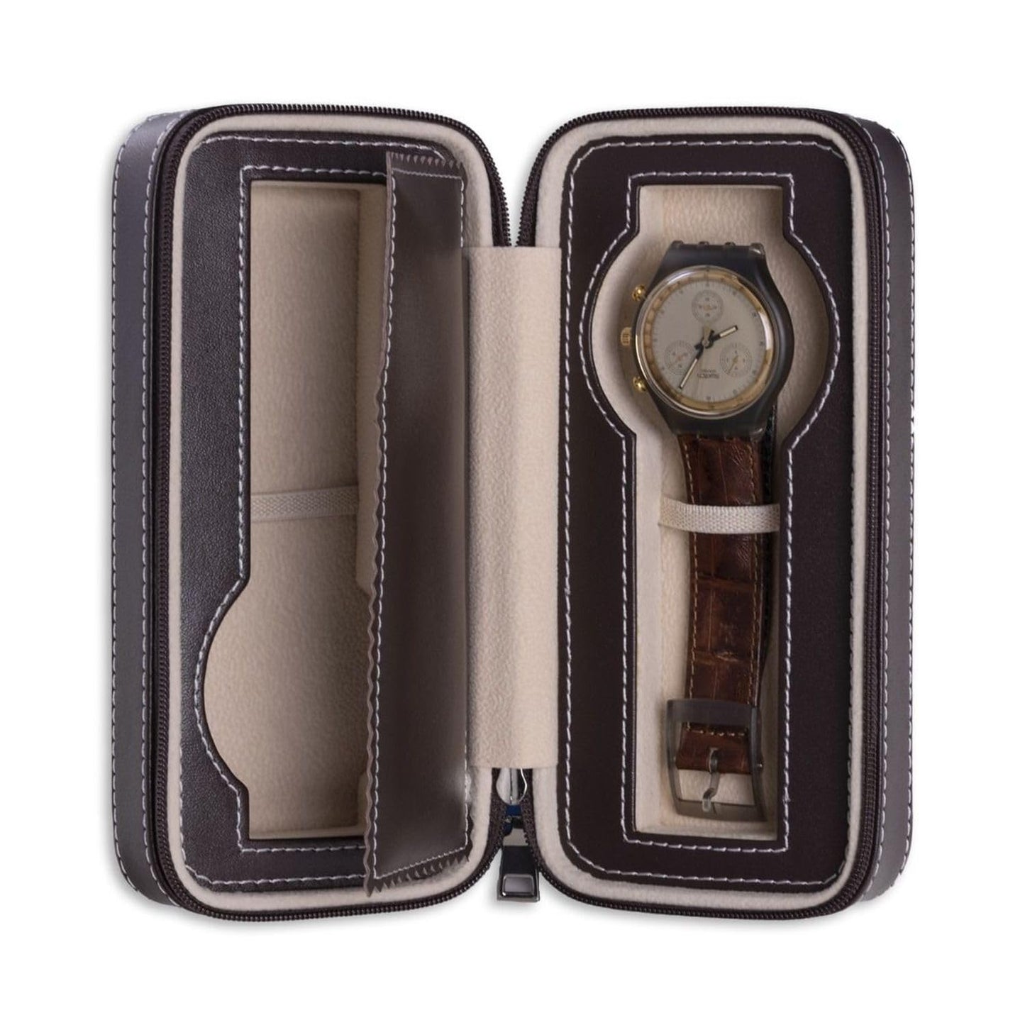 Bey Berk Davidson Brown Leather Two Watch Travel Case