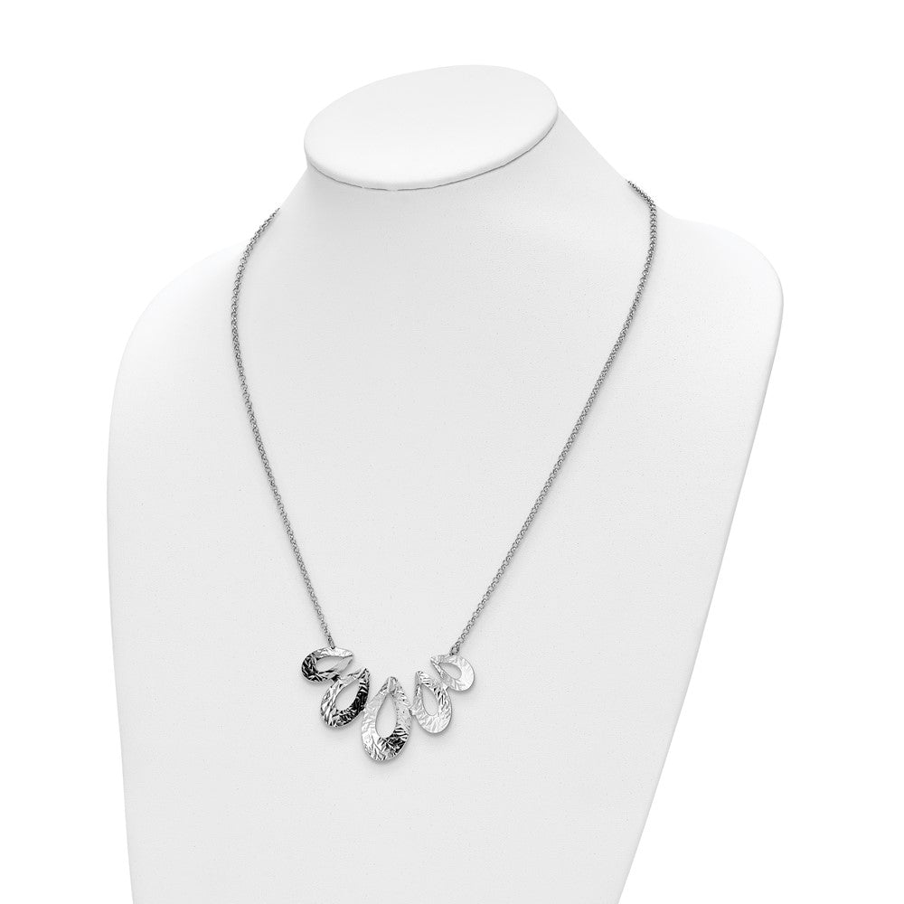 Sterling Silver Rhodium-plated D/C w/ 1in ext. Necklace