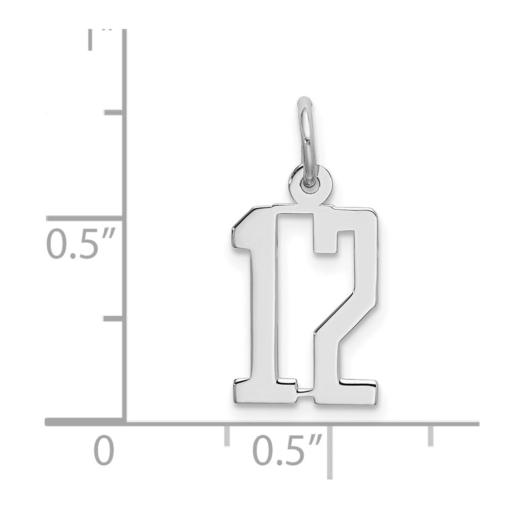 Sterling Silver/Rhodium-plated Elongated Number 12 Charm