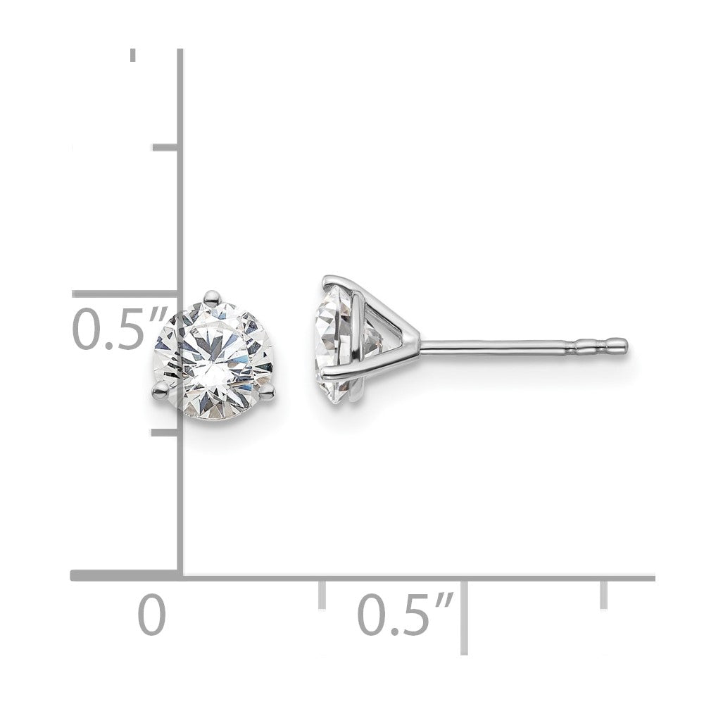 14k White Gold 1 1/4 ctw Lab Grown Diamond VS/SI+ G+ Round 3 Prong Heavy Wt. Stud Earrings