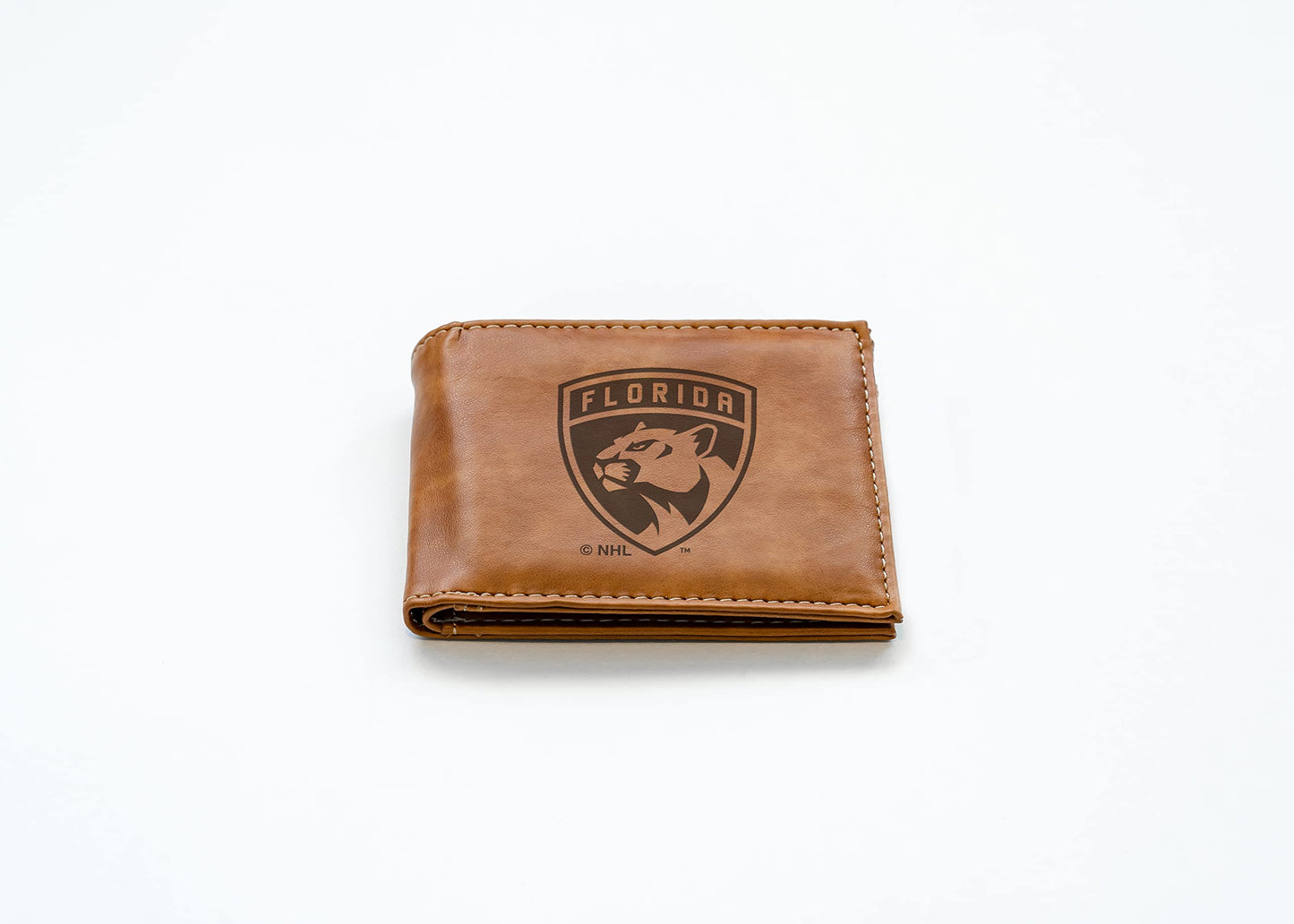 Rico Industries Hockey Florida  Brown Laser Engraved Bill-fold Wallet - Slim Design - Great Gift