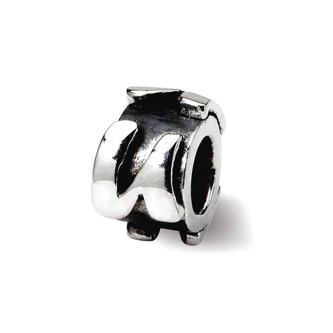 925 Sterling Silver Polished Artisan Oxidized Reflections Letter Name Personalized Monogram Initial U Message Bead Charm