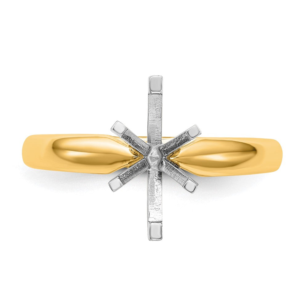 14k Two-Tone 1 carat Medium-Weight Comfort-Fit 6-Prong Tulip-Head Marquise Solitaire Ring Mounting