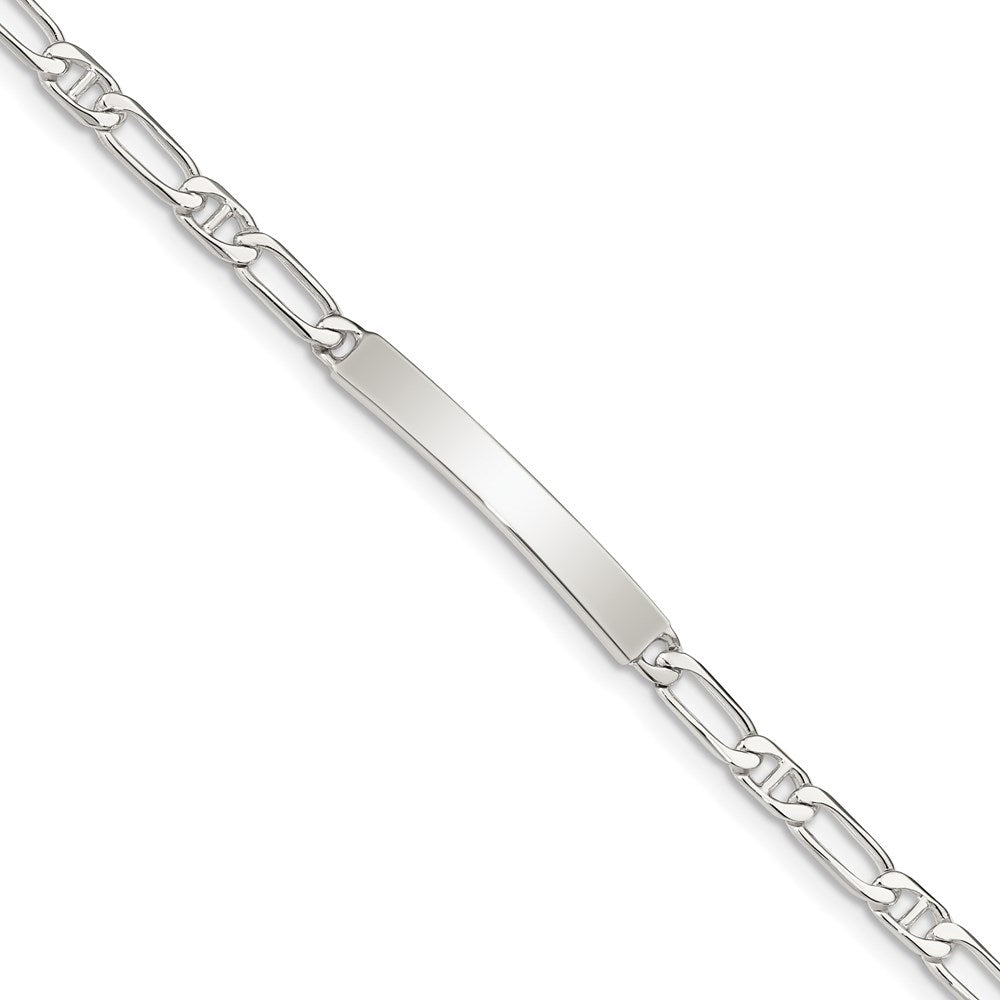 Sterling Silver 8inch Polished Engraveable Anchor Link ID Bracelet 8 inches