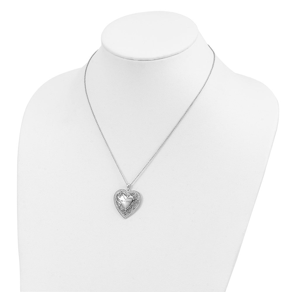 Sentimental Expressions Sterling Silver Gold-plated Grandma 18in Heart Necklace 18 Inches