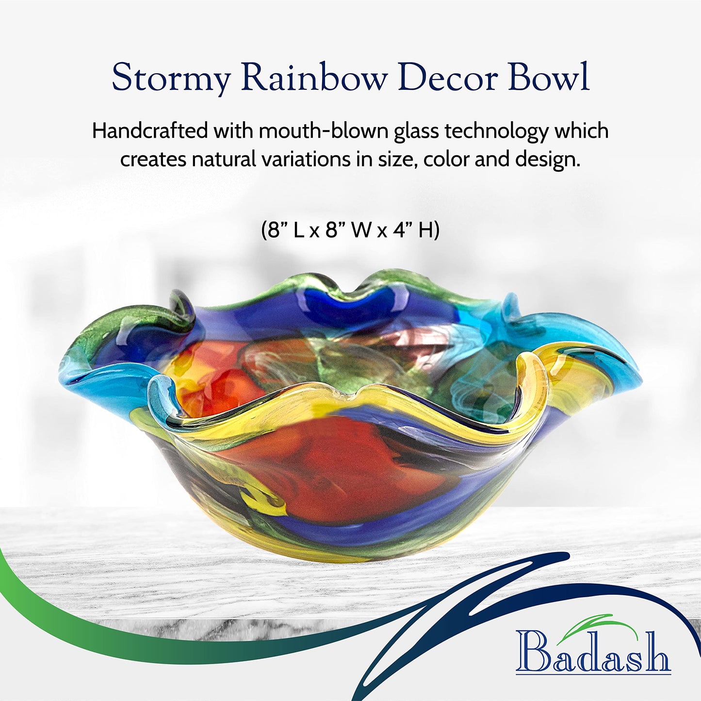 Badash Stormy Rainbow Wavy Glass Bowl (J521)