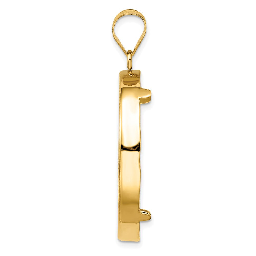 Wideband Distinguished Coin Jewelry 14k Polished and Diamond-cut 30.0mm Prong Coin Bezel Pendant
