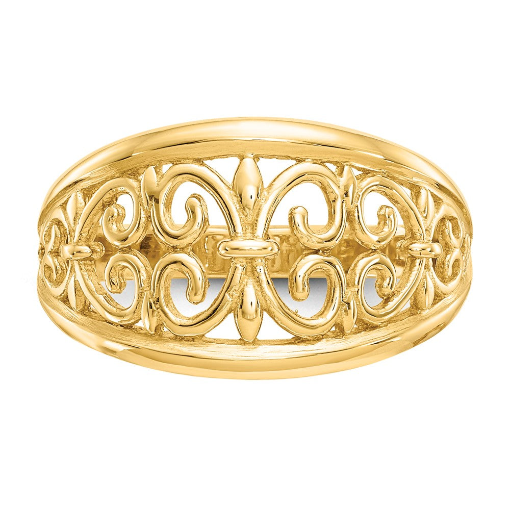 14K Fleur-De-Lis Tapered Ring Size 7