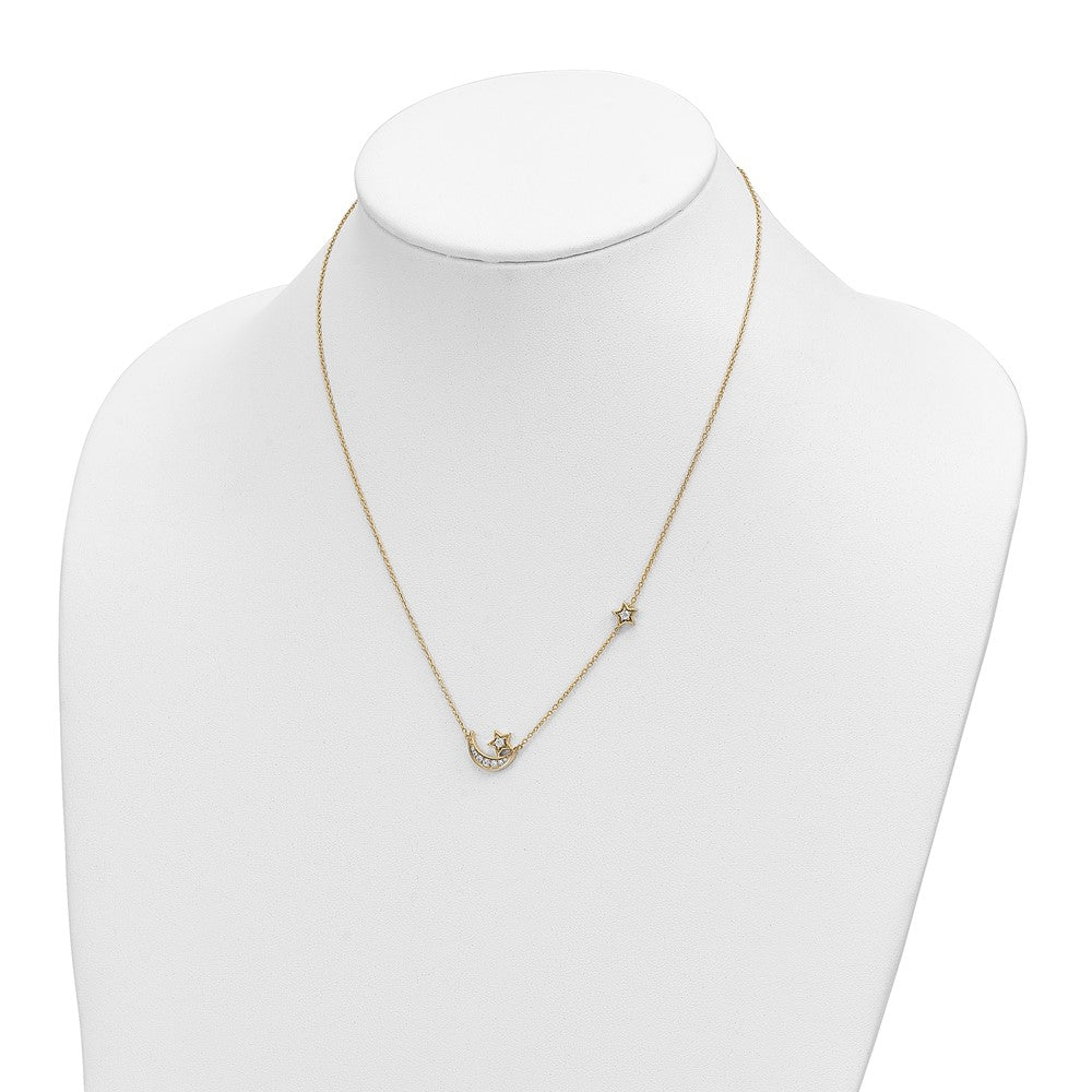 14k Moon & Star Diamond 18in Necklace