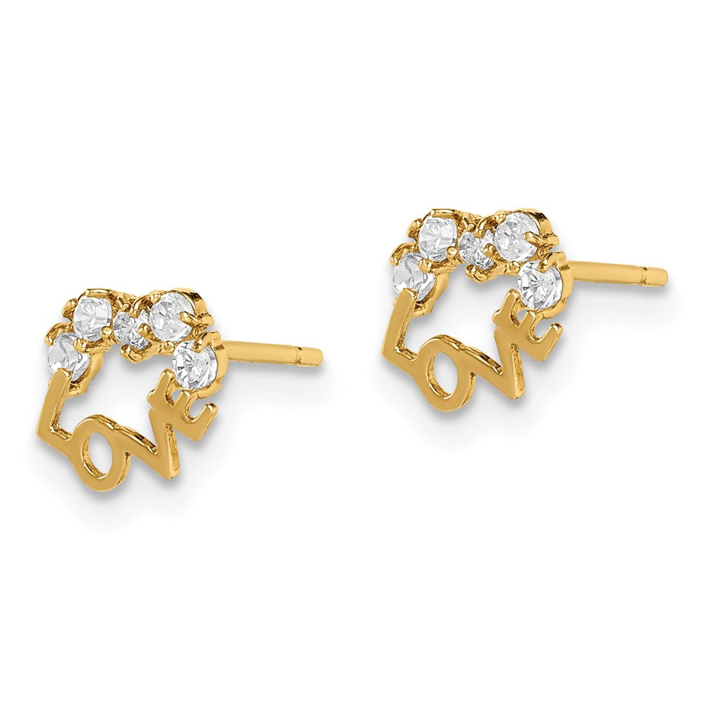 14k Madi K CZ LOVE Post Earrings