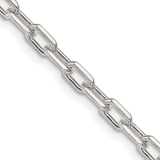 Sterling Silver 4.5mm Diamond-cut Long Link Cable Chain 24 Inches