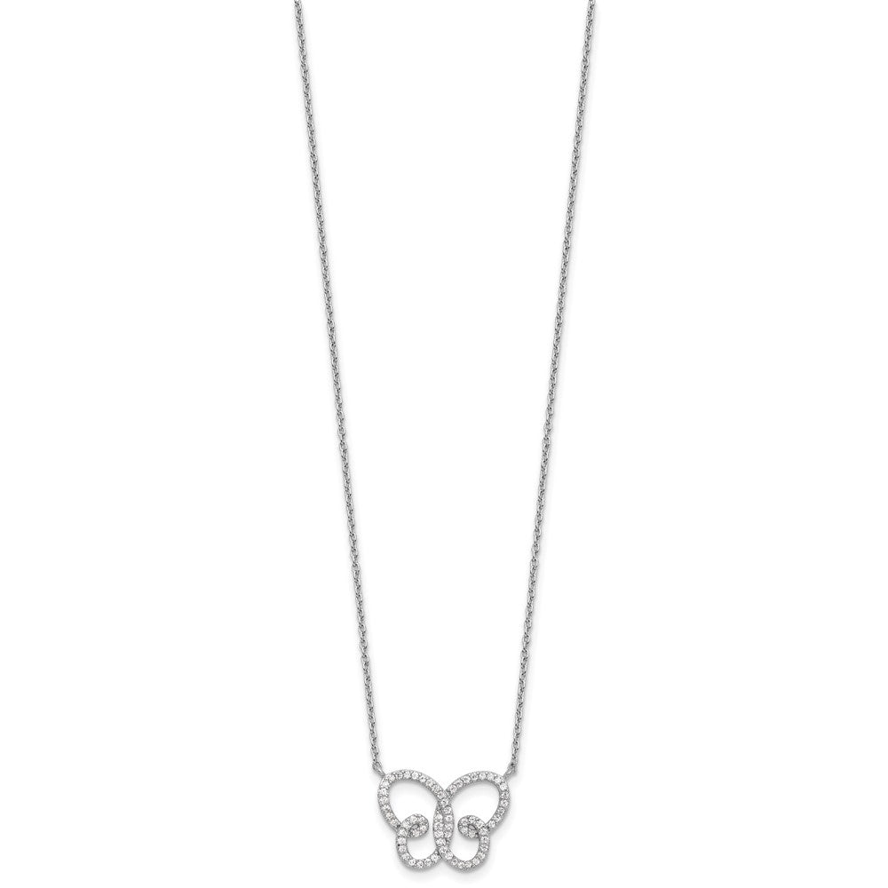 Cheryl M Sterling Silver Rhodium-plated Brilliant-cut CZ Butterfly 18 Inch Necklace with 2 Inch Extender