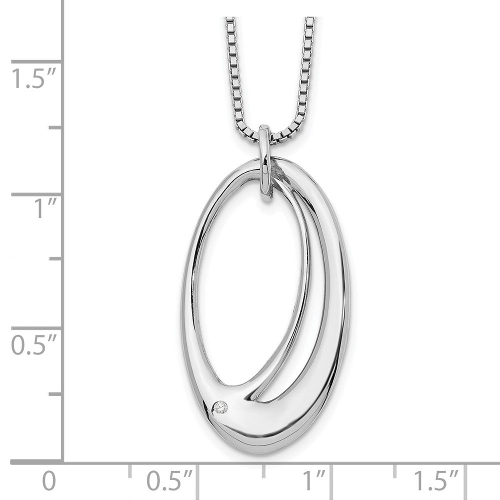 White Ice Sterling Silver Rhodium-plated 18 Inch Open Oval Diamond Necklace with 2 Inch Extender 18 Inches