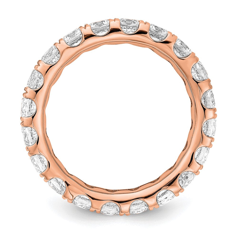 14k Rose Gold 3 carat Lab Grown Diamond VS/SI+ G+ Size 7.5 Shared Prong Eternity Band