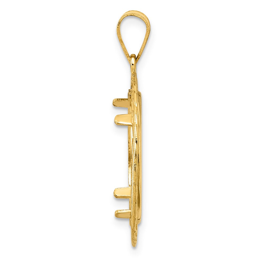 14k Polished Quad Loop with 18.0mm Prong Coin Bezel Pendant