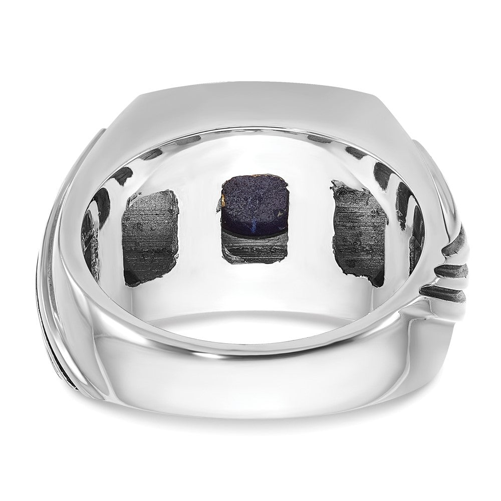 14k White Gold IBGoodman Men's w/Black Rhodium Lapis Diamond Complete Ring