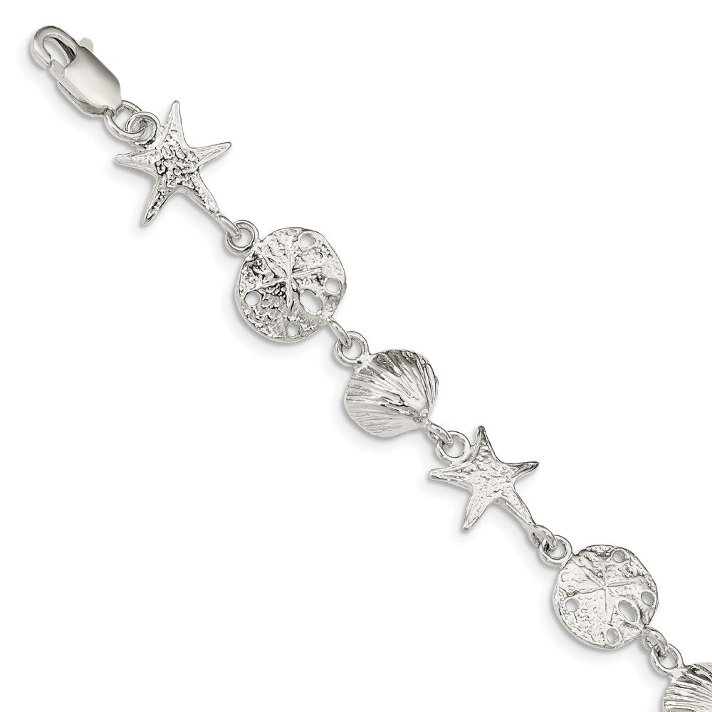 Sterling Silver Seashells Bracelet 7 inches