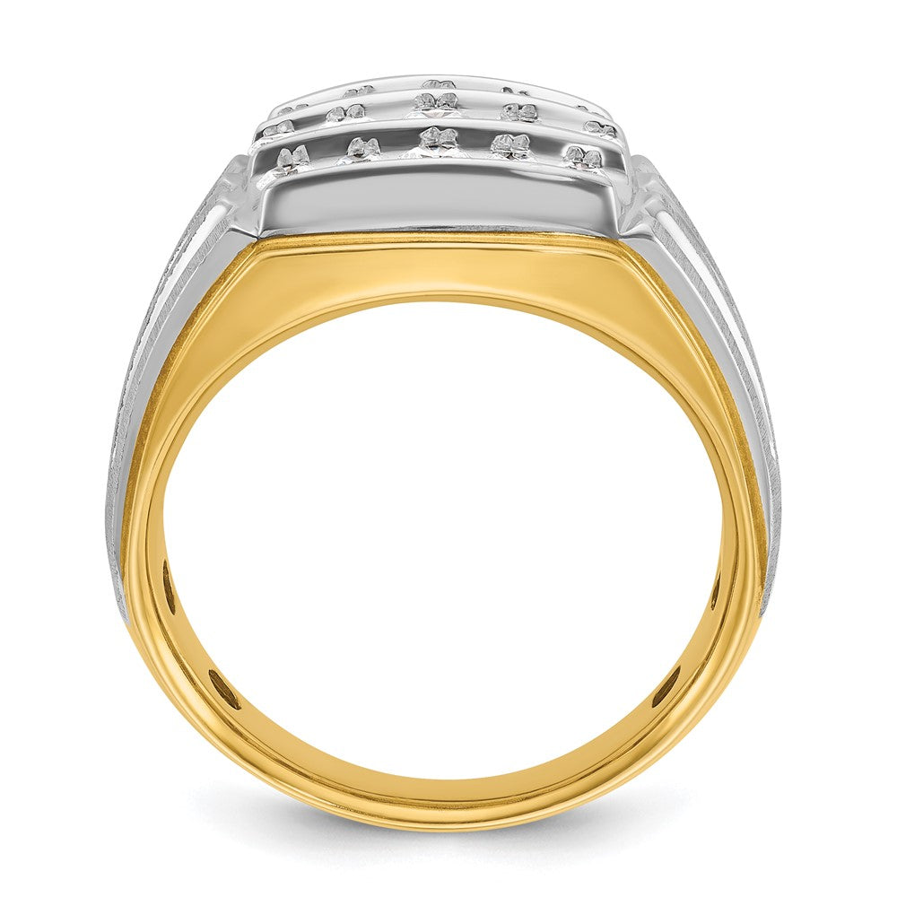 IBGoodman 14k Two-tone Men's Polished Satin and Grooved 3-Row Ring Mounting