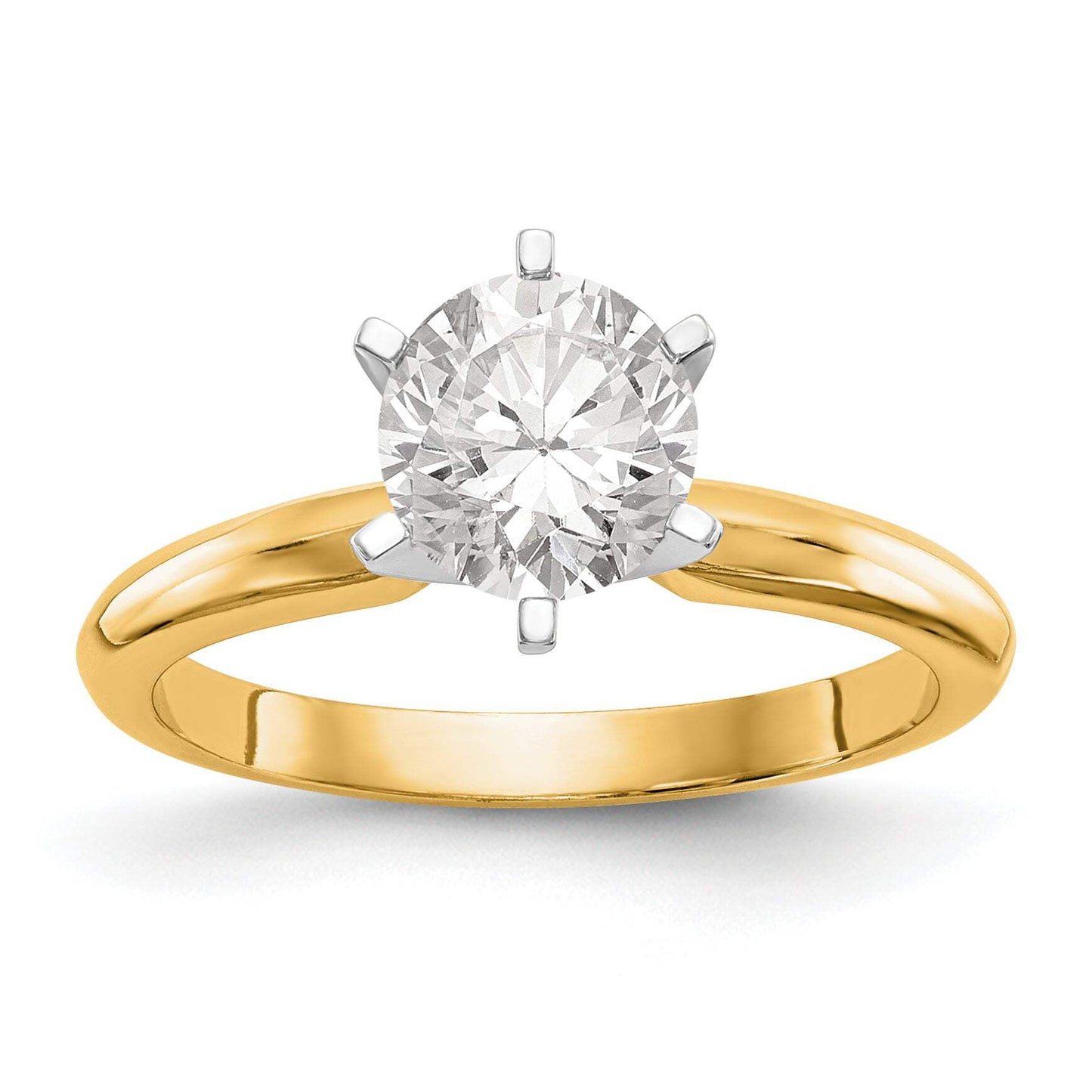 14k Two-Tone 1/4 carat Lightweight Knife Edge/Half-Round 6-Prong Round Solitaire Ring Mounting