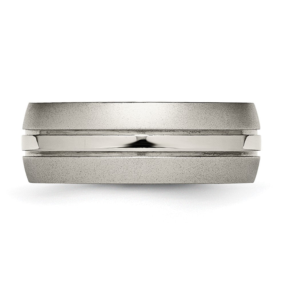Titanium Brushed and Polished 8mm Grooved Band Size - 8