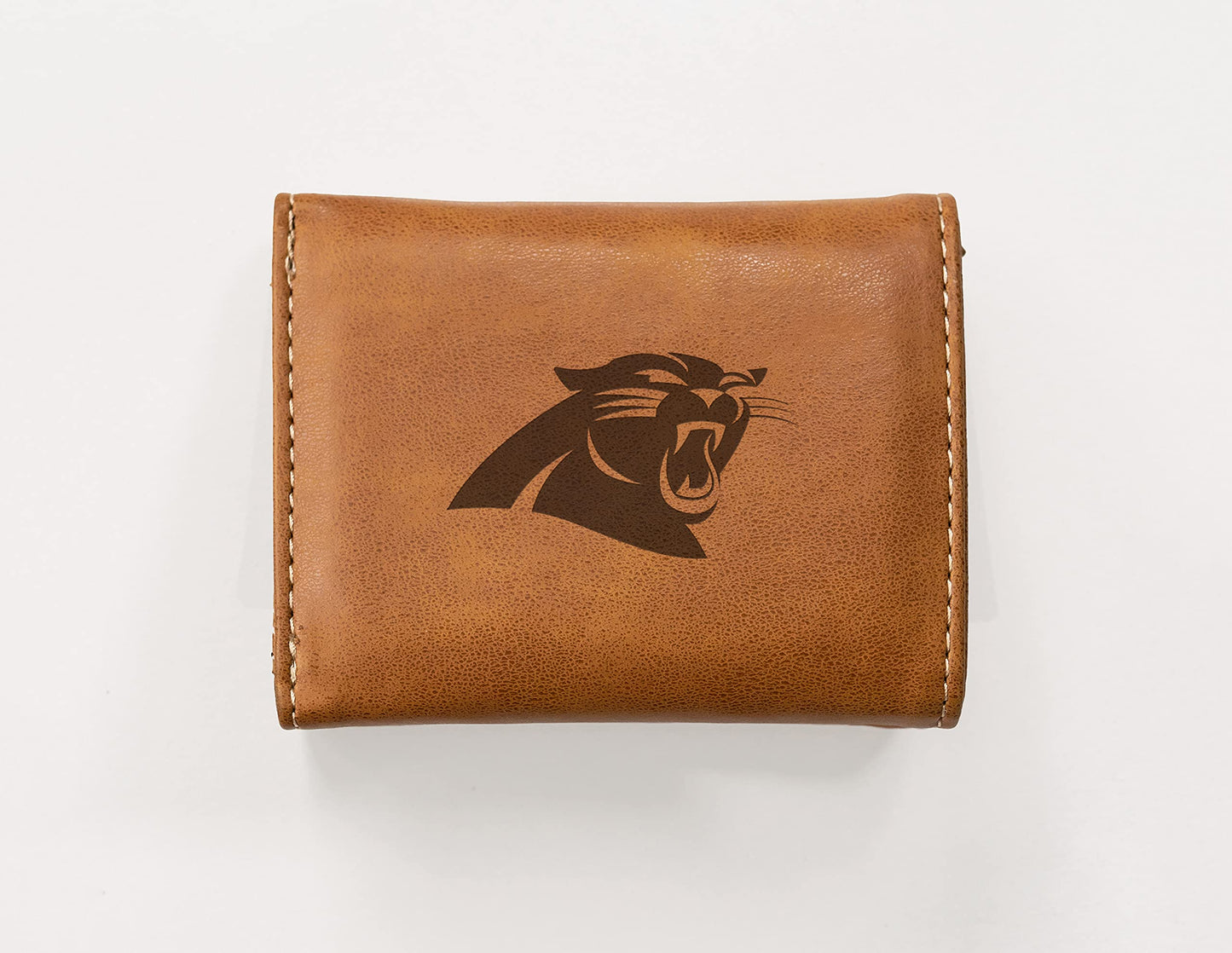 Football Rico Industries Carolina  Brown Laser Engraved Trifold Laser Engraved Tri-Fold Wallet - Men's Accessory