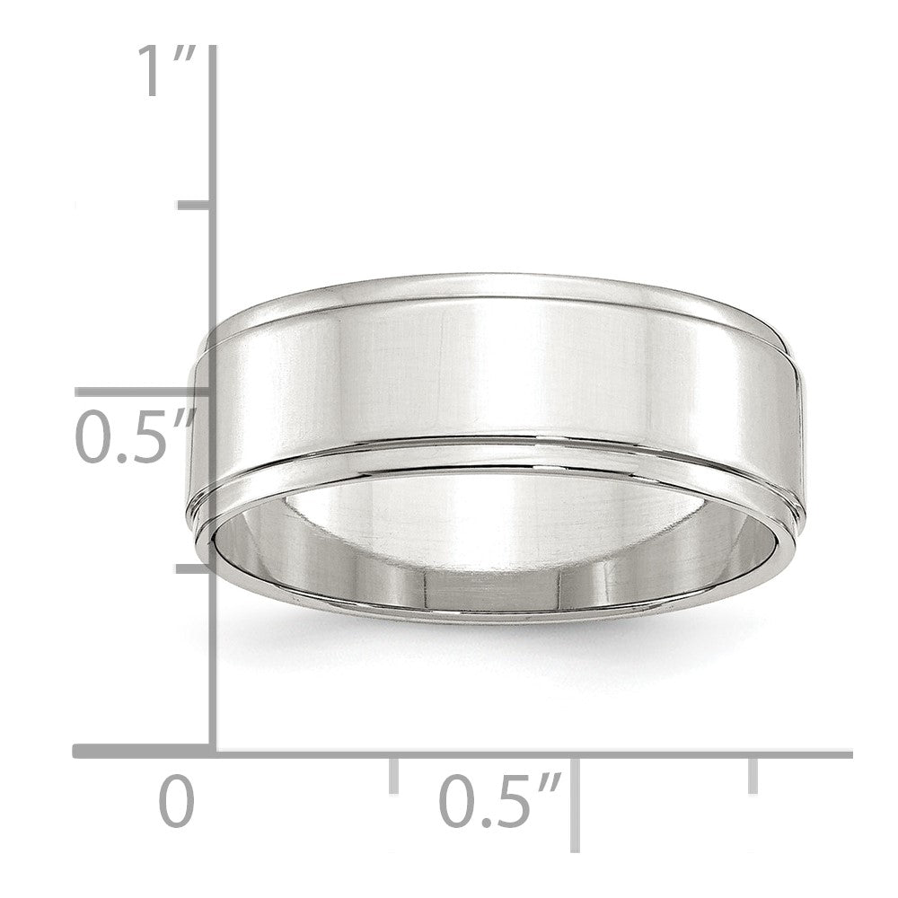 Sterling Silver 7mm Flat with Step Edge Size 9 Band
