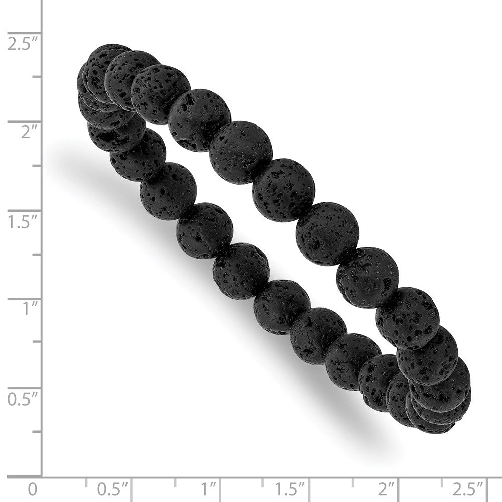 Volcanic Rock Agate Beaded Stretch Bracelet 6.75 inches