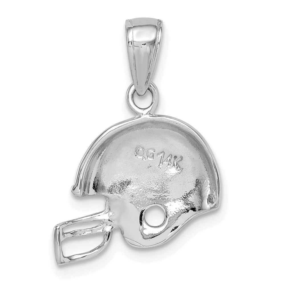 14K White Gold Football Helmet Pendant