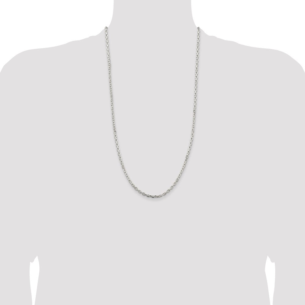 Sterling Silver 3.25mm Beveled Oval Cable Chain 28 Inches