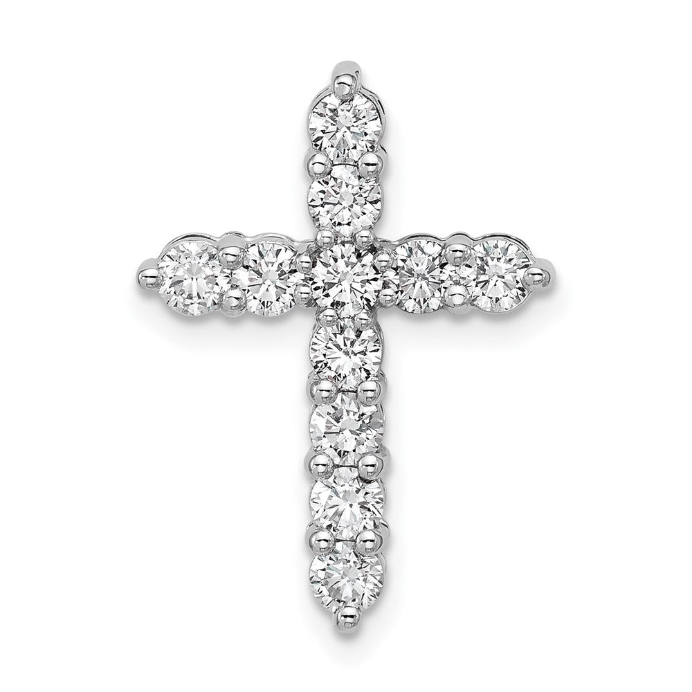 14k White Gold 1 carat Lab Grown Diamond VS/SI+ G+ Cross Chain Slide Pendant
