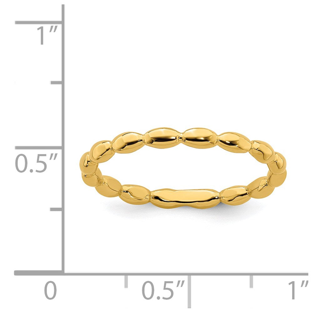 Sterling Silver Stackable Expressions Gold-plated Rice Ring Size -9