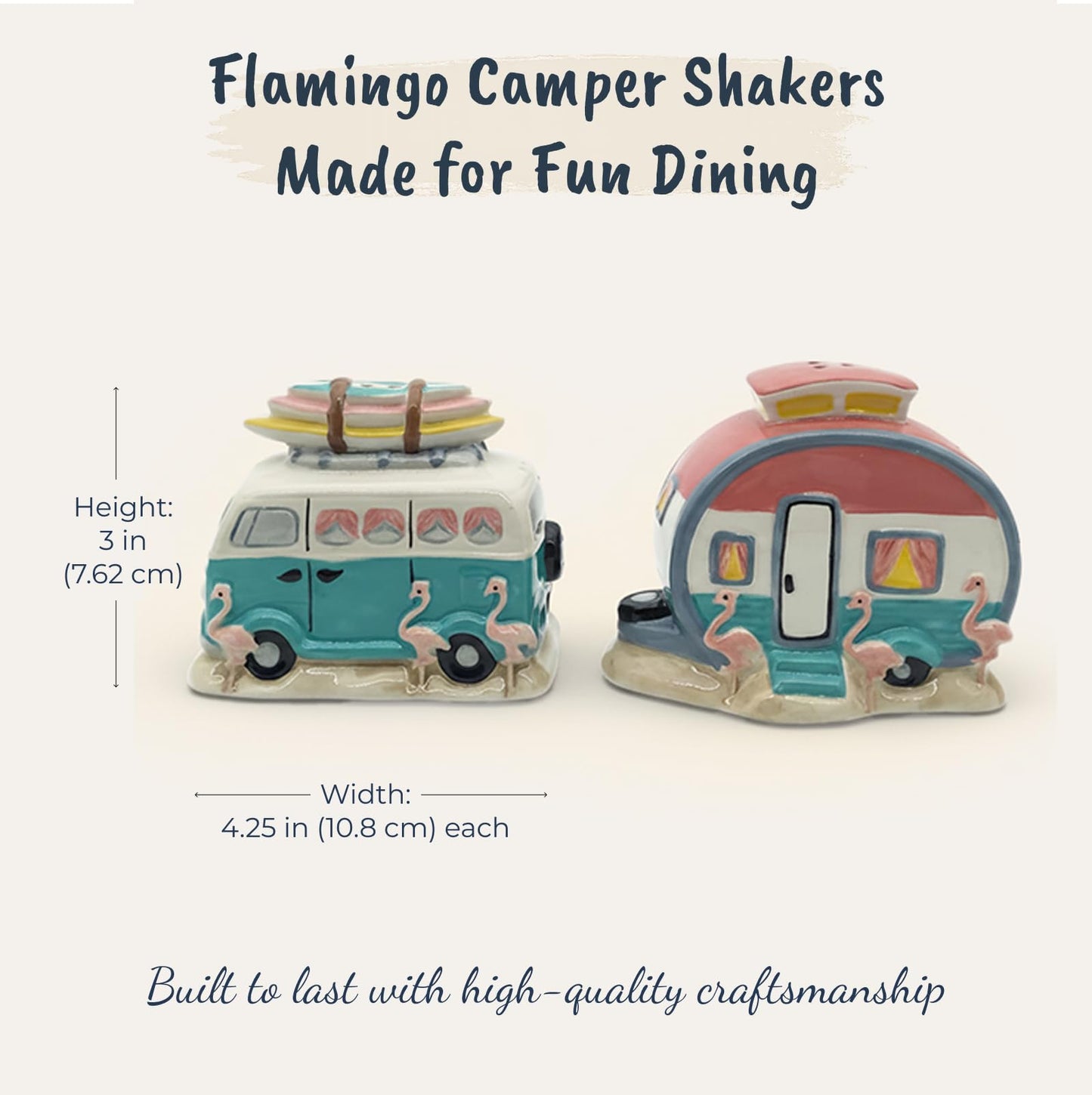 Blue Sky Ceramics Flamingo Van Camper Salt and Pepper