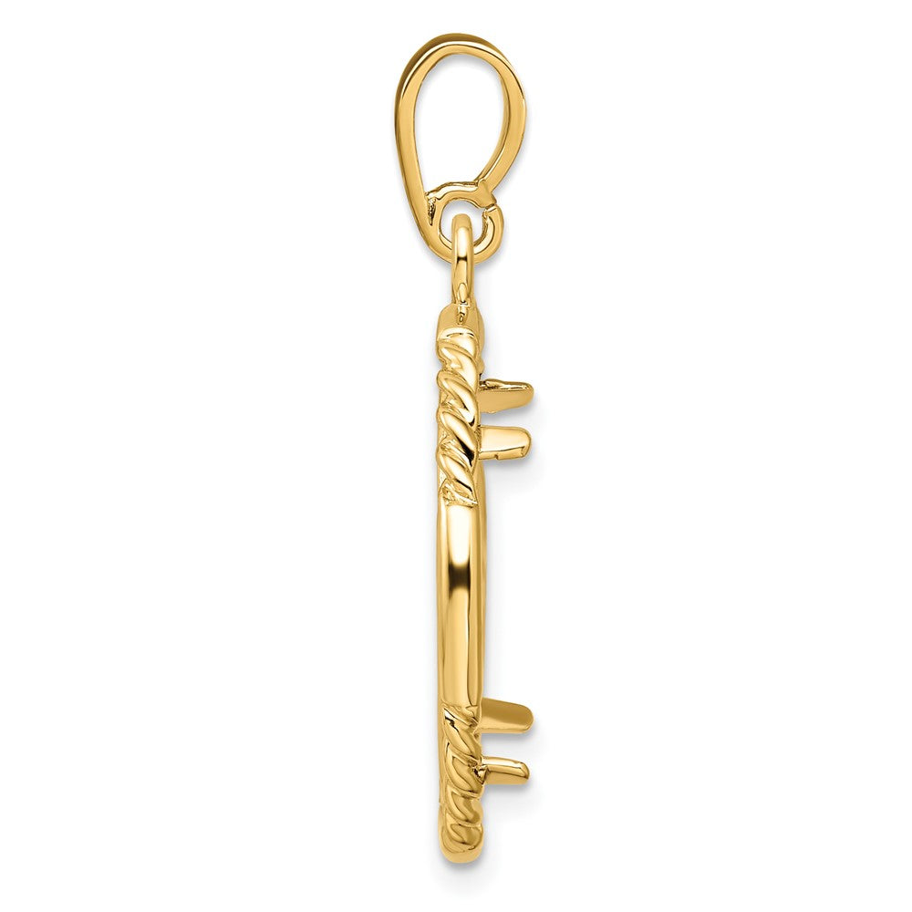 Wideband Distinguished Coin Jewelry 14k Polished Quadruple Twist and Bright 17.8mm Prong Coin Bezel Pendant