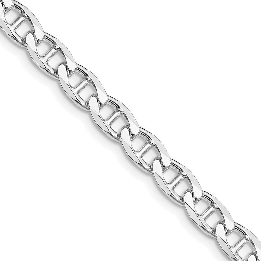 Sterling Silver Rhodium-plated 5.7mm D/C Flat Anchor Curb Chain 24 Inches